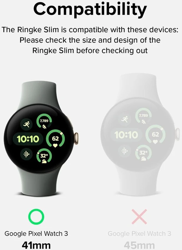 Ringke Slim dėklas Google Pixel Watch 3 41mm (2 vnt.) - Skaidrus ir Matinis Juodas