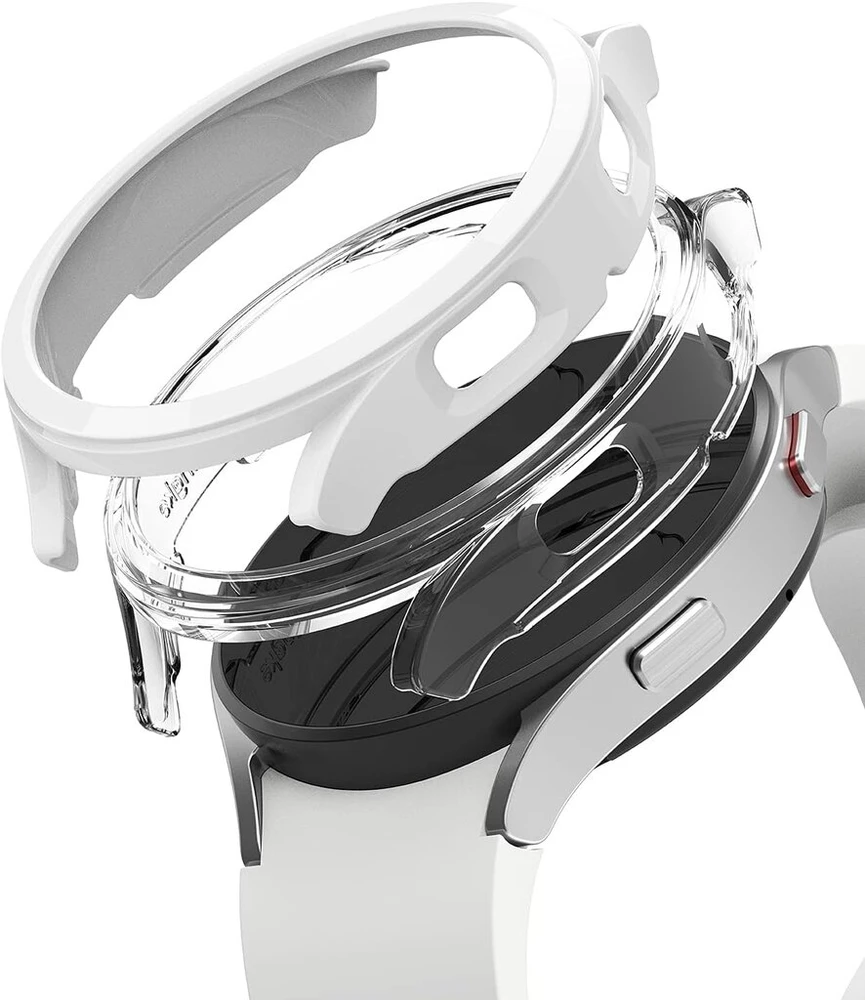 Ringke Slim dėklas, suderinamas su Galaxy Watch 4 40 mm - skaidrus ir baltas [2 vnt.]