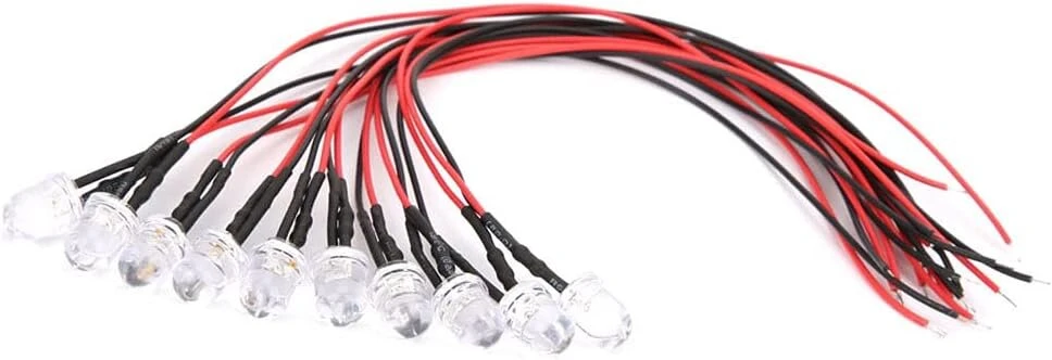 Risegun 50 diodų led lempučių pakuotė, dc 12 v iš anksto prijungta led lemputė, 8 mm spalvingos blykstės led lempos karoliukai su 20 cm 26 awg kabeliu pramonės reikmėms