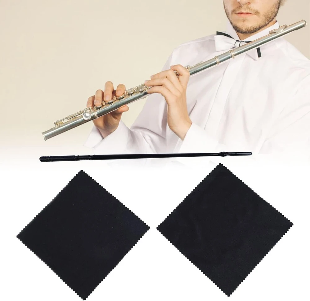Ritoeasysports fleitos valymo rinkinys, plastikinis fleitos valymo pagaliukas, audinio valymo servetėlių priežiūros rinkinys fleitoms ir piccolo fleitoms medinių pučiamųjų instrumentų valymui ir priežiūrai