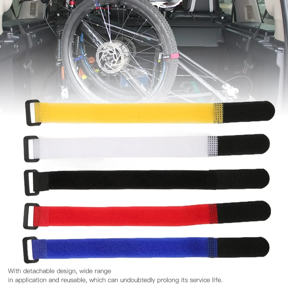 Ritoeasysports Velcro kabelių raištelių rinkinys, 5 vnt., universalūs tvirtinimo kabelių raišteliai 25 cm, dviračio pompos tvirtinimo dirželis, dviračio priedai