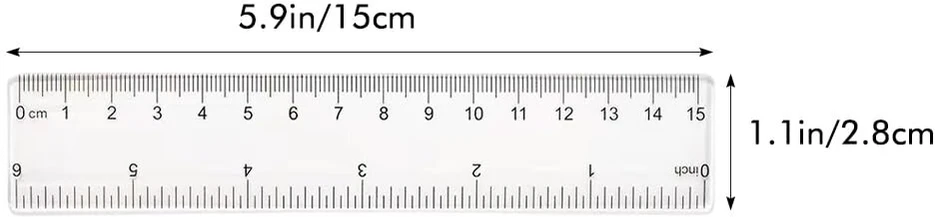 Rixotix, 6 plastikinių liniuočių rinkinys, 15 cm, skaidri tiksli liniuotė su metrine ir coline skale pradinei mokyklai, liniuotės mokyklai su įspausta centimetrine skale, namų biurui, buitinis centimetrinis mastelis (skaidrus)