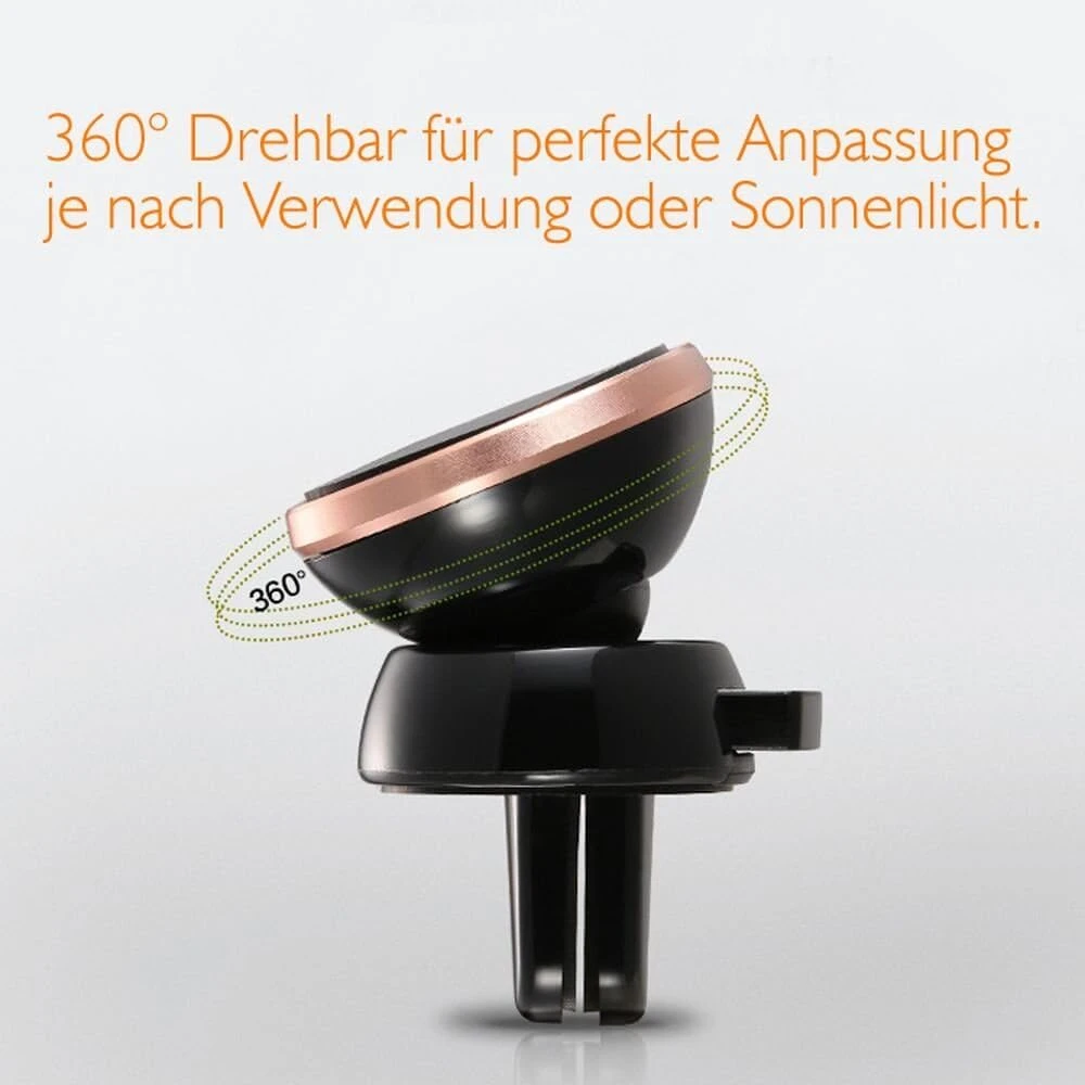Roar magnetinis telefono laikiklis, magnetinis automobilinis ventiliacijos / oro angos laikiklis, universalus automobilinis telefono laikiklis, 360 laipsnių pasukimas, juodas/sidabrinis