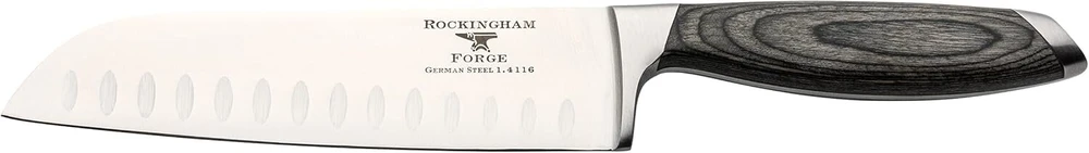Rockingham Forge 259 serijos 17,78 cm santoku peilis su vokiško plieno ašmenimis ir ergonomiška tikmedžio rankena, japoniškas peilis