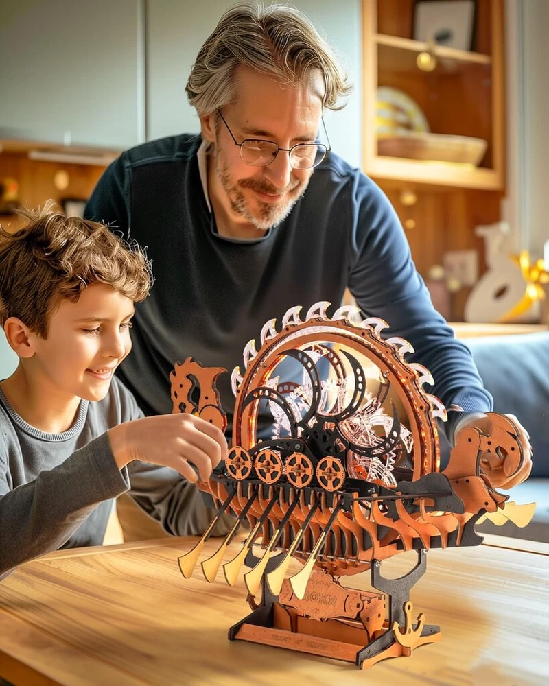 Rokr 3d dėlionė medinis laivas mediniai modeliai konstravimo rinkiniai suaugusiems, modelių laivai dovanos vaikams ir suaugusiems, kūrybinis žaislas ir namų dekoracija, 229 detalės, vikingų drakonų laivas, Lk802