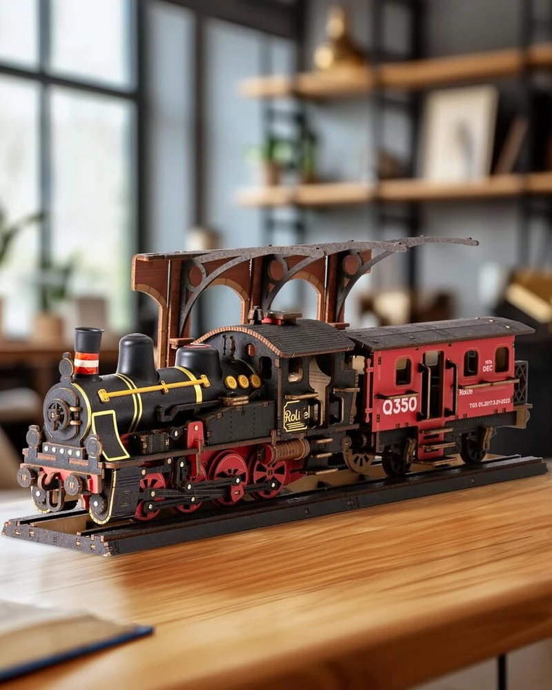 Rolife 3d dėlionė - modeliniai geležinkeliai, medinė dėlionė suaugusiems, medinių modelių gamybos rinkinys, medinis triukas, rankdarbiai, namų dekoravimo dovanos paaugliams (steam Journey)