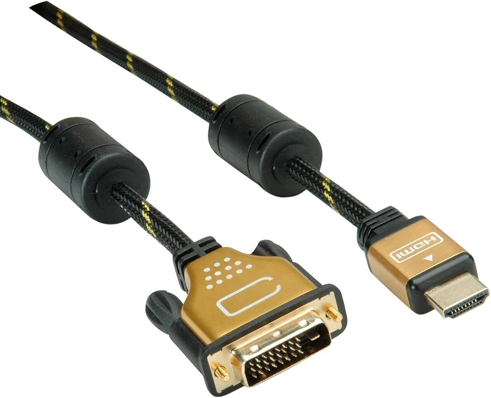 Roline auksinis monitoriaus kabelis dvi-hdmi st-st (24+1) dual link 5 m
