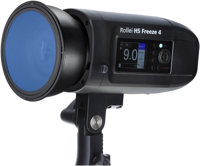 Objektyvas Rollei Pro Reflector atšvaitas su 45° perdavimo kampu ir 5 magnetiniais spalvų filtrais, su Bowens jungtimi