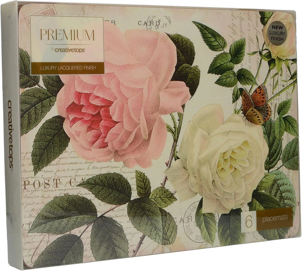 Rose Garden 6 dalių padėkliukų rinkinys su kamštine nugarėle, Creative Tops, 30 x 22.8 cm
