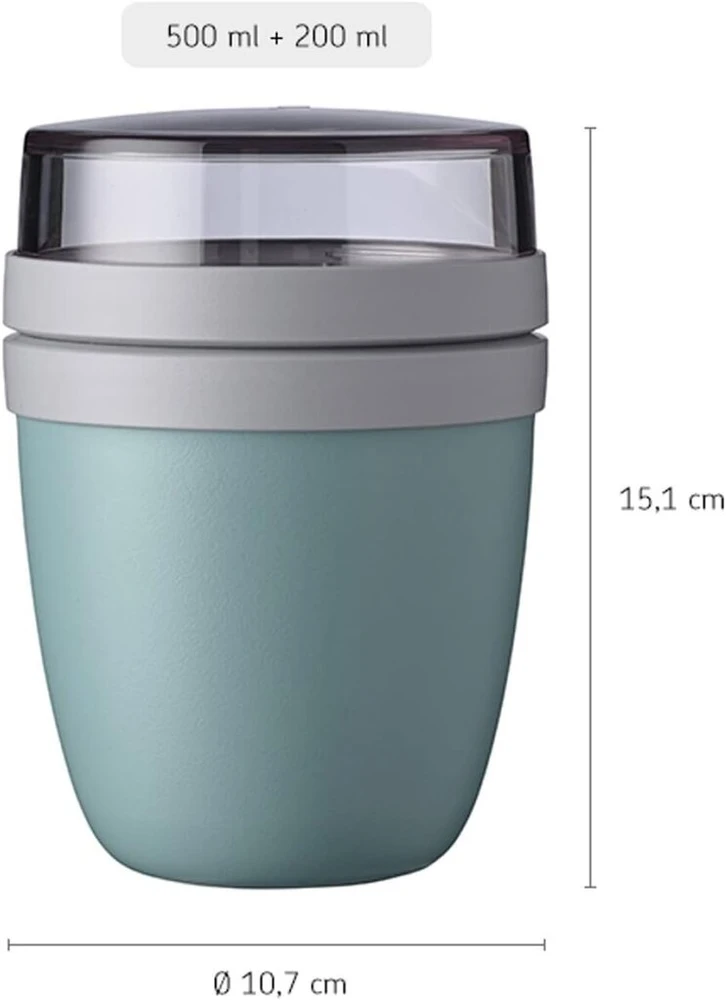 Rosti Mepal Mepal Lunchpot Foldable Spoon Ellipse rinkinys - Nordic Mėlyna - praktiškas grūdų puodelis ir konteineris maisto transportavimui