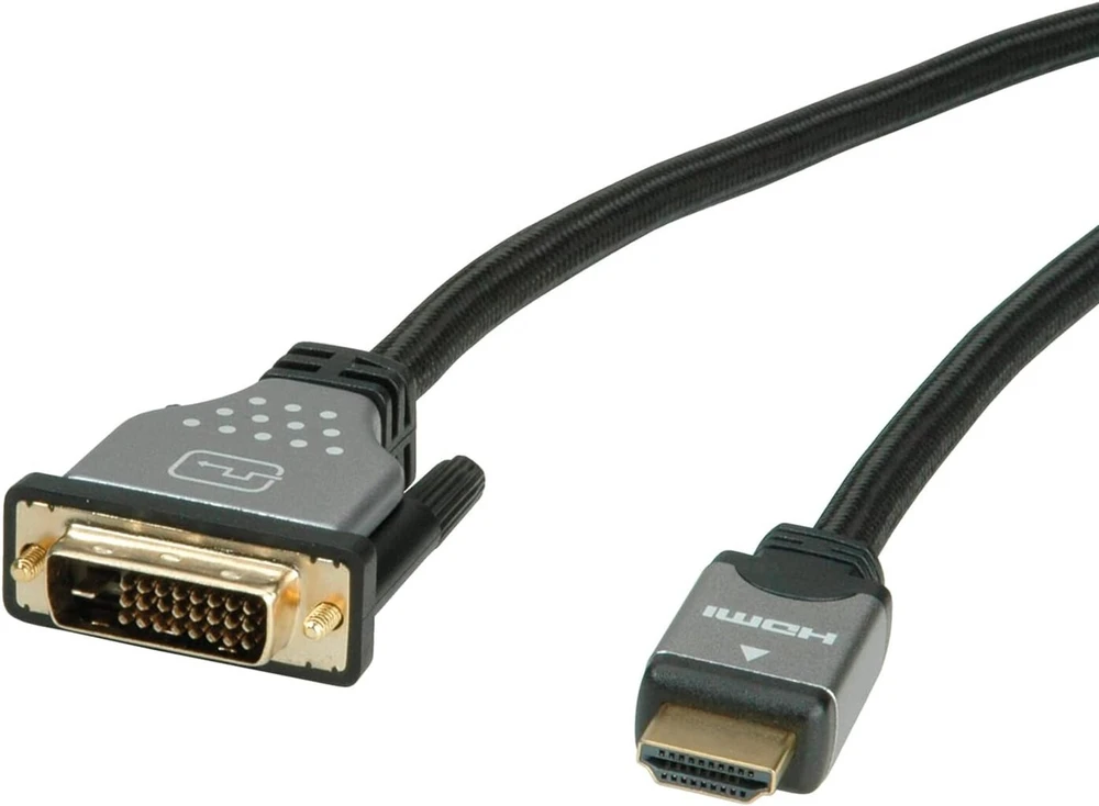 Rotronic Roline 11045870 monitoriaus kabelis Dvi Dual Link Male į Hdmi Male 1 m sidabrinis/juodas