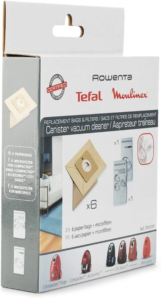 Rowenta Zr003901 dulkių siurblio filtrai: 6 popieriniai + 1 mikrofiltras
