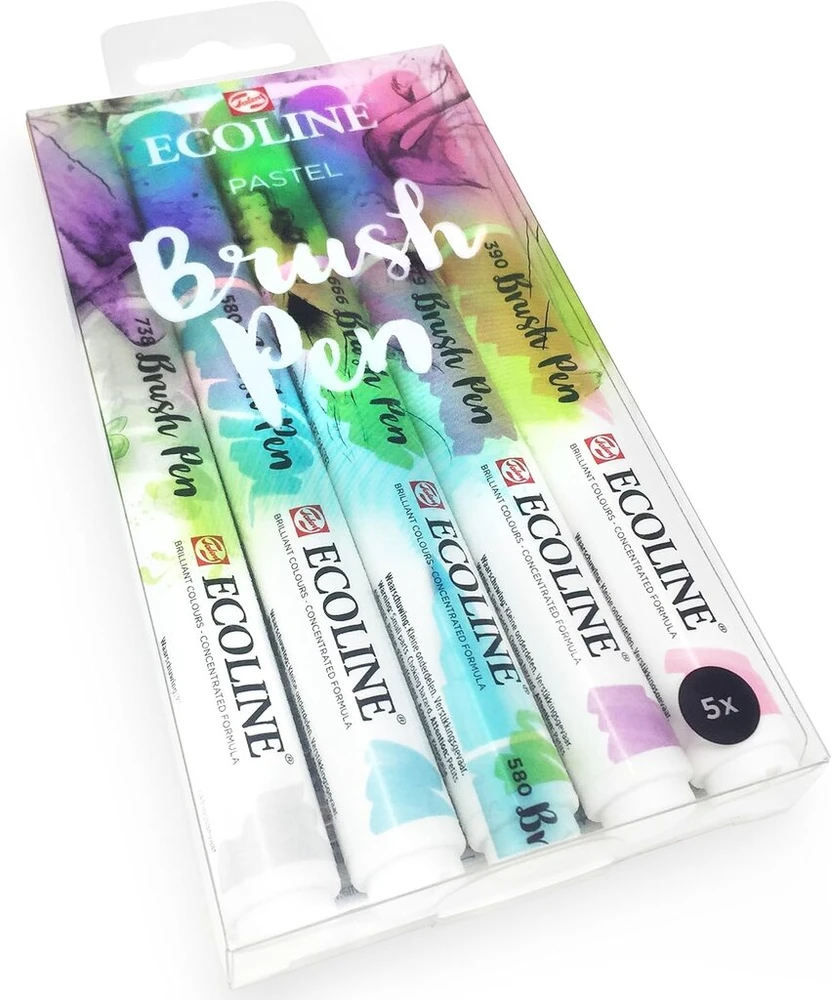 Royal Talens - Ecoline skysti akvareliniai pieštukai, 5 vnt. rinkinys plastikiniame dėkle, pasteliniai