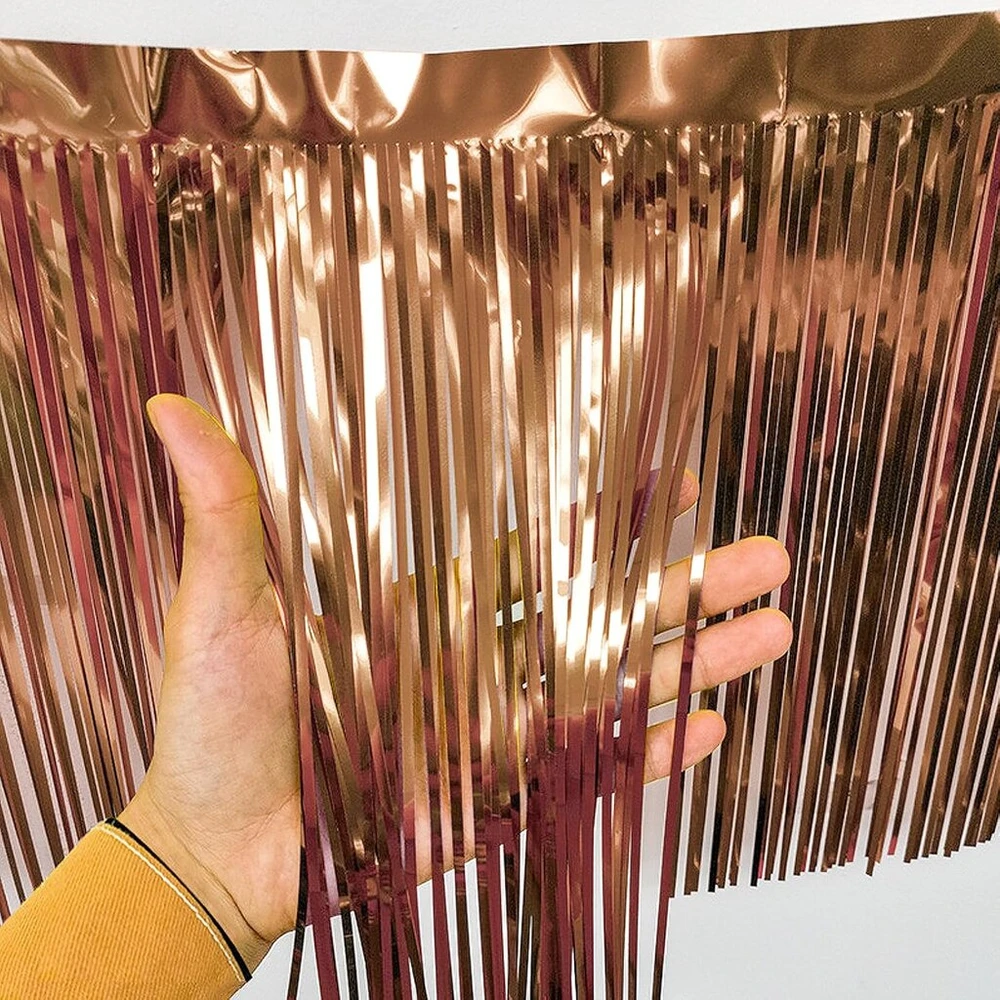 Rožinio aukso folijos girlianda, blizgus metalinis blizgučių baneris, idealiai tinka vestuvėms, gimtadieniui, kalėdoms, paradui swimming2, sienų pakabinamos užuolaidos (2 m x 34 cm)