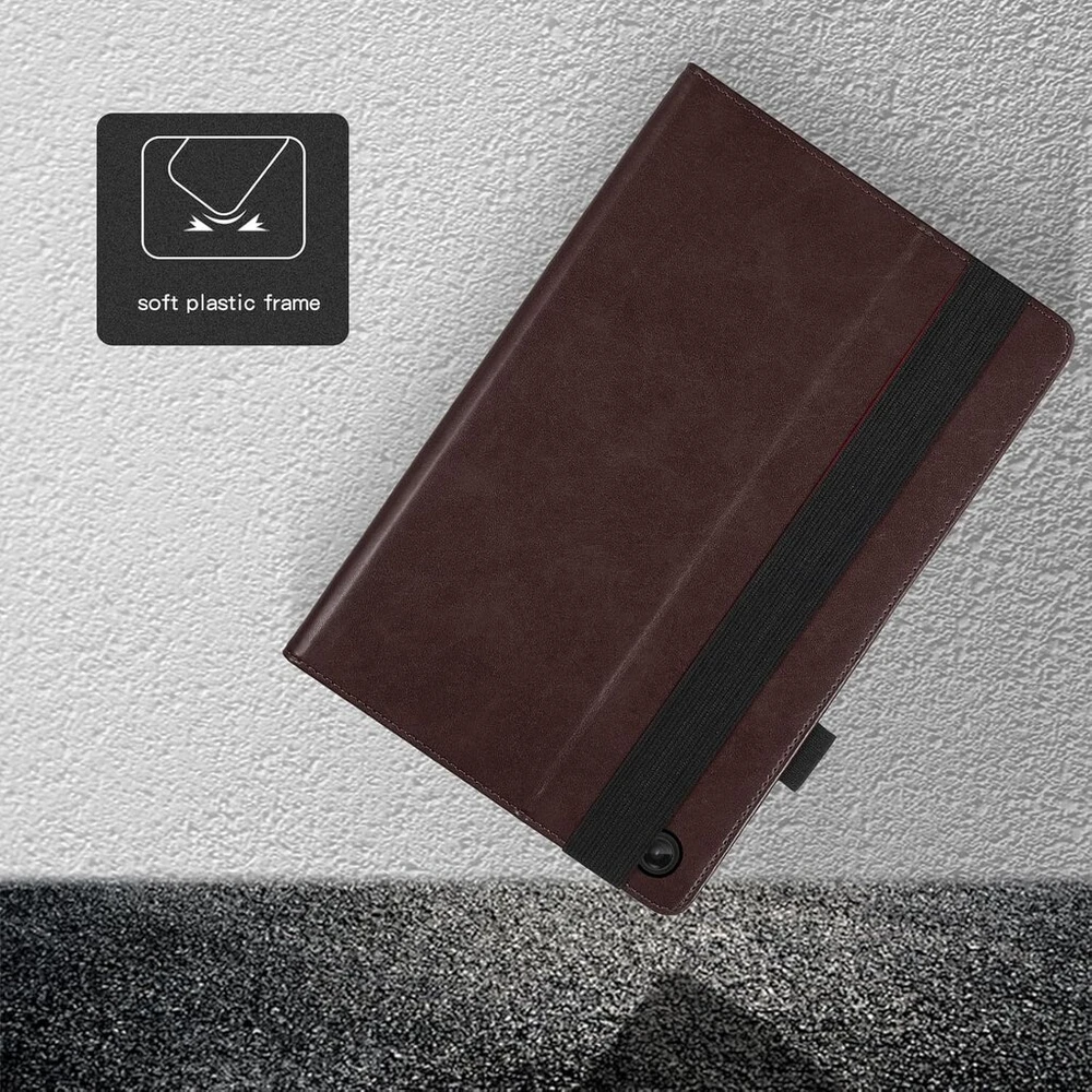 Rudos spalvos dėklas Lenovo Tab M10 Plus 3rd Gen 10.6 colių 2022 planšetiniam kompiuteriui Tb125fu / Tb128fu, Pu odos apsauginis knygos tipo dėklas su stovo funkcija ir dokumentų skyreliais, skirtas Lenovo M10 Plus (3rd Generation) 10.6"