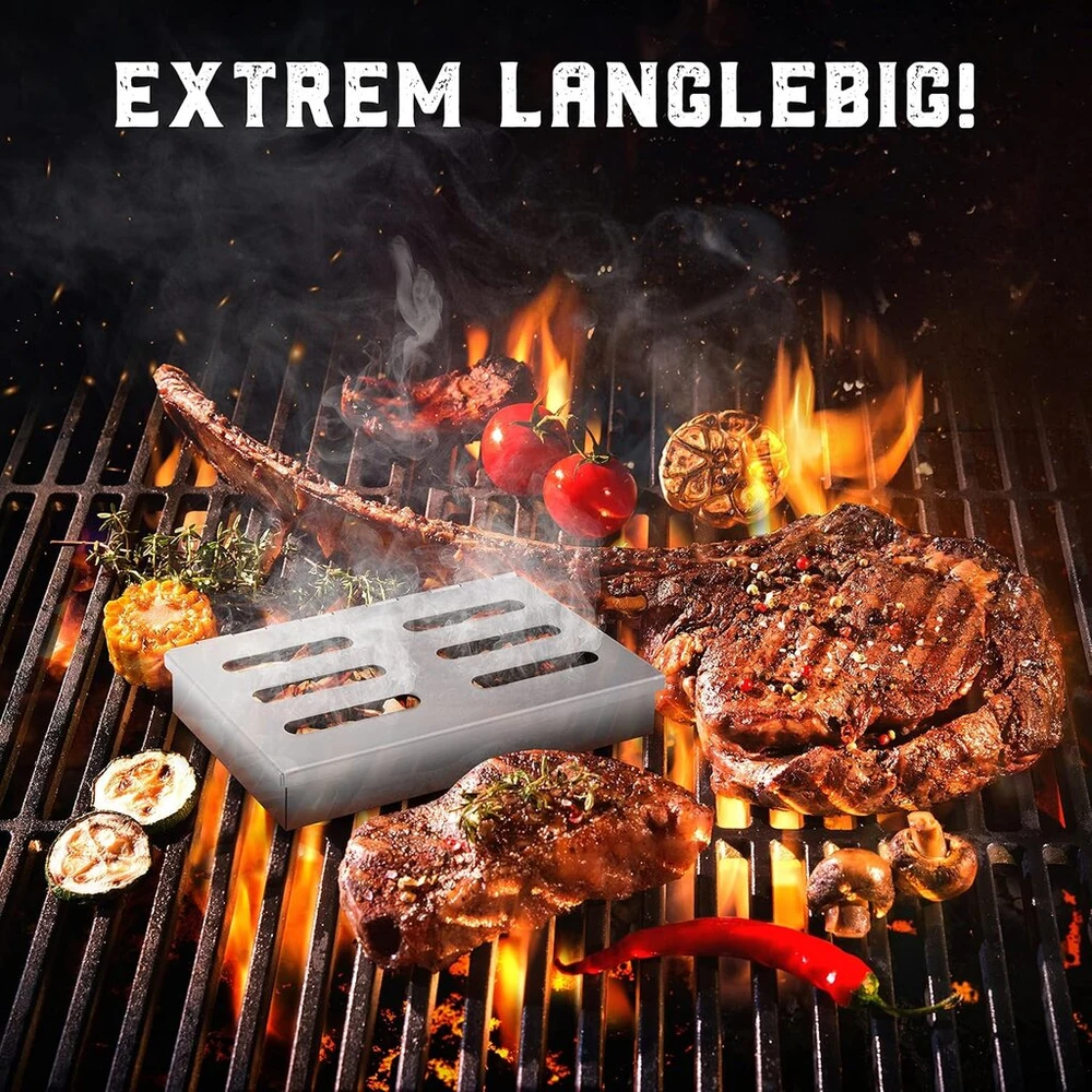 Rūkykla - Premium nerūdijančio plieno rūkykla + E-knyga - Bbq maisto rūkykla Premium versijoje, skirta dujiniam, elektriniam arba angliniam griliui (rb1)