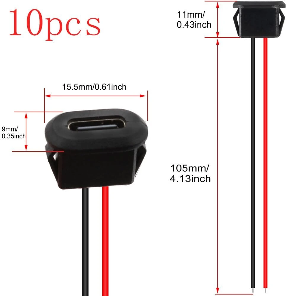 Runcci-yun Usb-c lizdas, 10 vnt., montuojamas ant skydelio, 3a greitas įkrovimas