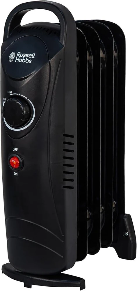 Russell Hobbs Rhofr3001 650w alyva užpildytas nešiojamas elektrinis šildytuvas 5 sekcijos juodas reguliuojamas termostatas apsauginis išjungimas 10m² kambario dydis