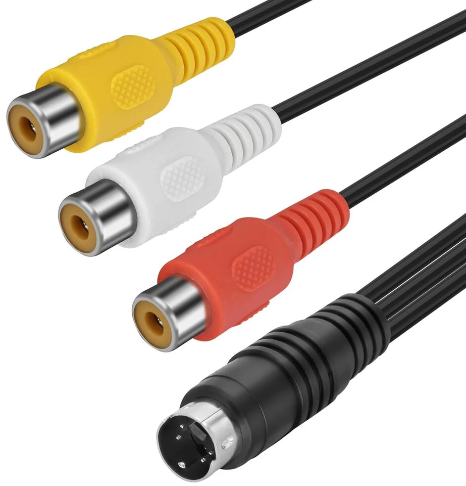 S-video 4-pin į 3 Rca Av moteriškas kabelis, 0.3m