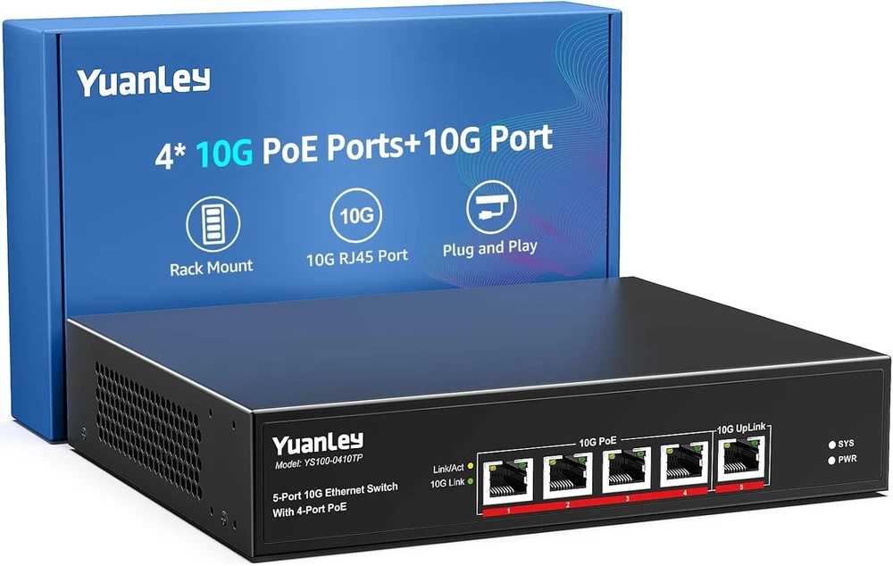 Šakotuvas 10g Poe jungiklis su 4 Poe prievadais ir 1 Uplink prievadu