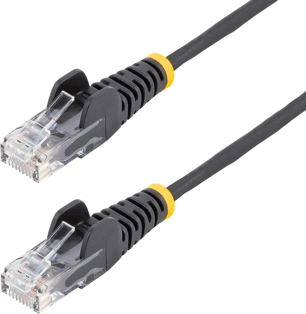 Šakotuvas Startech.com 3m cat6 kabelis - plonas cat6 pataisos kabelis - juodas - be užkabinimo rj45 jungtys - gigabitinis eterneto kabelis - 28 awg