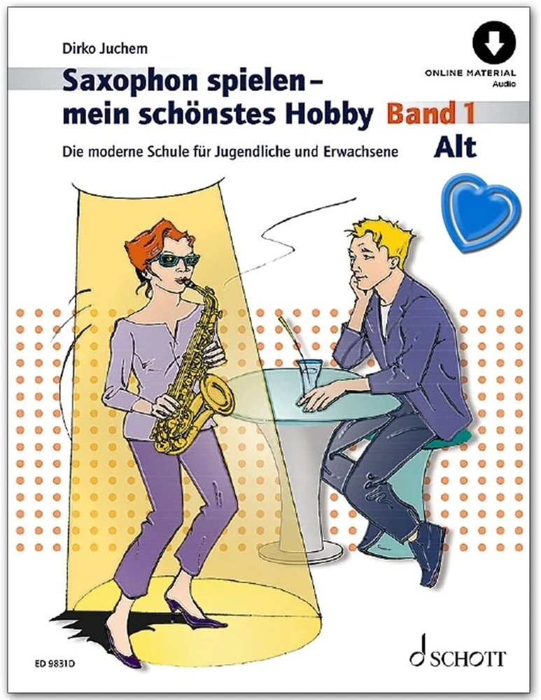 Saksofonas Play My Most Beautiful Hobby Volume 1 su internetiniu garso įrašu – šiuolaikinė saksofono mokykla paaugliams ir suaugusiems, skirta mokymui ir savarankiškam mokymuisi, autorius Dirko Juchem su muzikos klipu