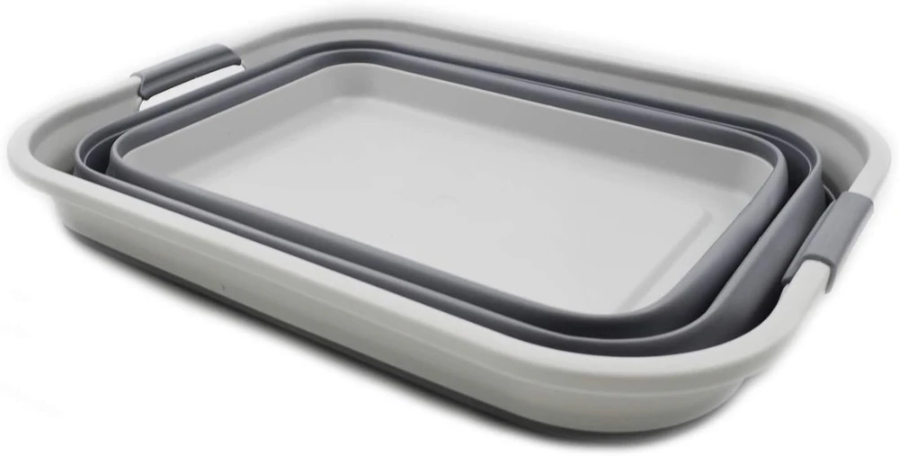 Sammart 42l sulankstomas plastikinis skalbinių krepšys - sulankstomas pop-up laikymo konteineris/organizuotojas - (pilkas, 1)