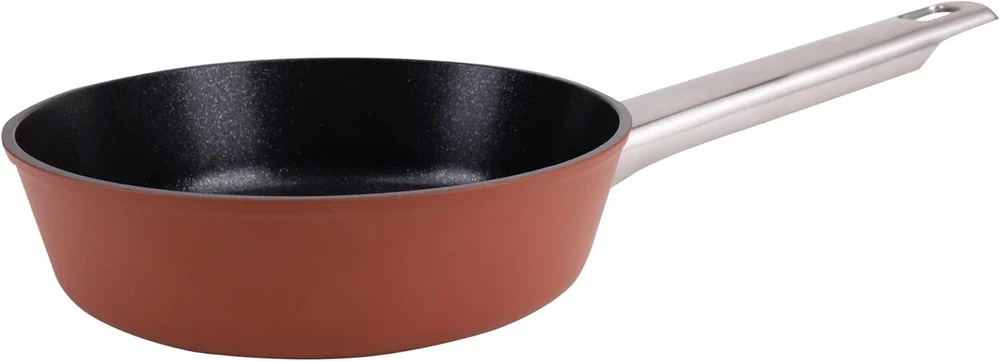 San Ignacio Agros keptuvė - 16 cm - pagaminta iš kalto aliuminio - whitford quantanium vidus - juoda danga - išorė terakotos spalvos - indukcinė - ilga mango lisbon chapa