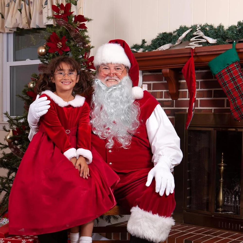 Santa barzda, 40 g santa barzdos perukas santa kaukė vyriškas kostiumas suaugusiųjų santa barzdos rinkinys kalėdinė barzda santa kostiumas balti aksesuarai, kalėdiniams aksesuarams (40 cm)