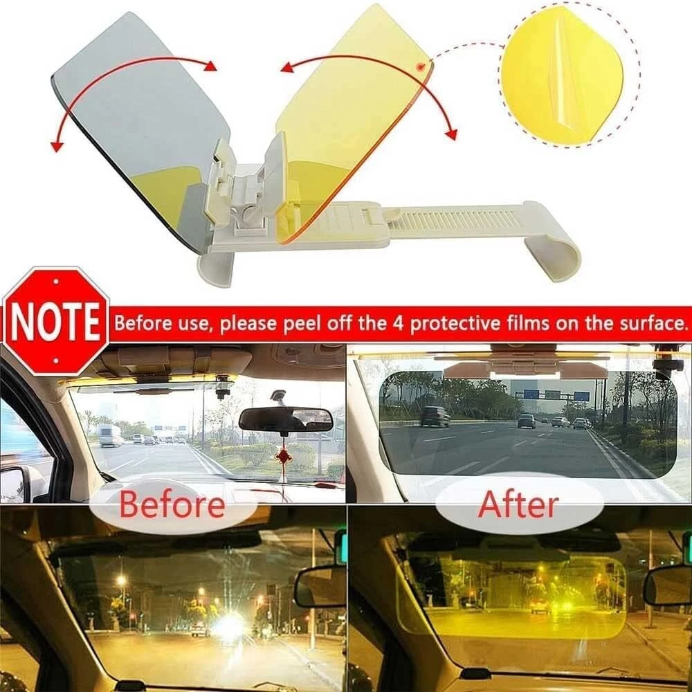 Sanwan automobilio saulės skydelio prailgintuvas diena naktis geltonas 180° reguliuojamas saulės skydelis nuo akinimo blokuojantis saulę nuimami automobilio priedai 320x140x2mm
