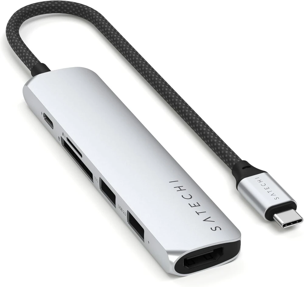 Satechi 6-in-1 Usb-c Hub Slim Plus su 4k Hdmi, 100w Pd, 2x Usb-a
