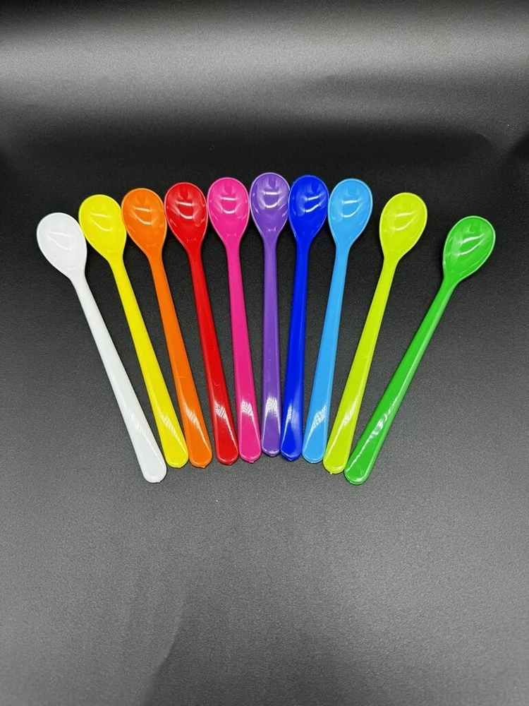 Šaukštas, 18 cm, universalus šaukštas, šaukštelis jogurtui, šaukštelis ledams, kokteilinis šaukštelis, 6 vnt., daugkartinio naudojimo, plastikinis, mėlynas