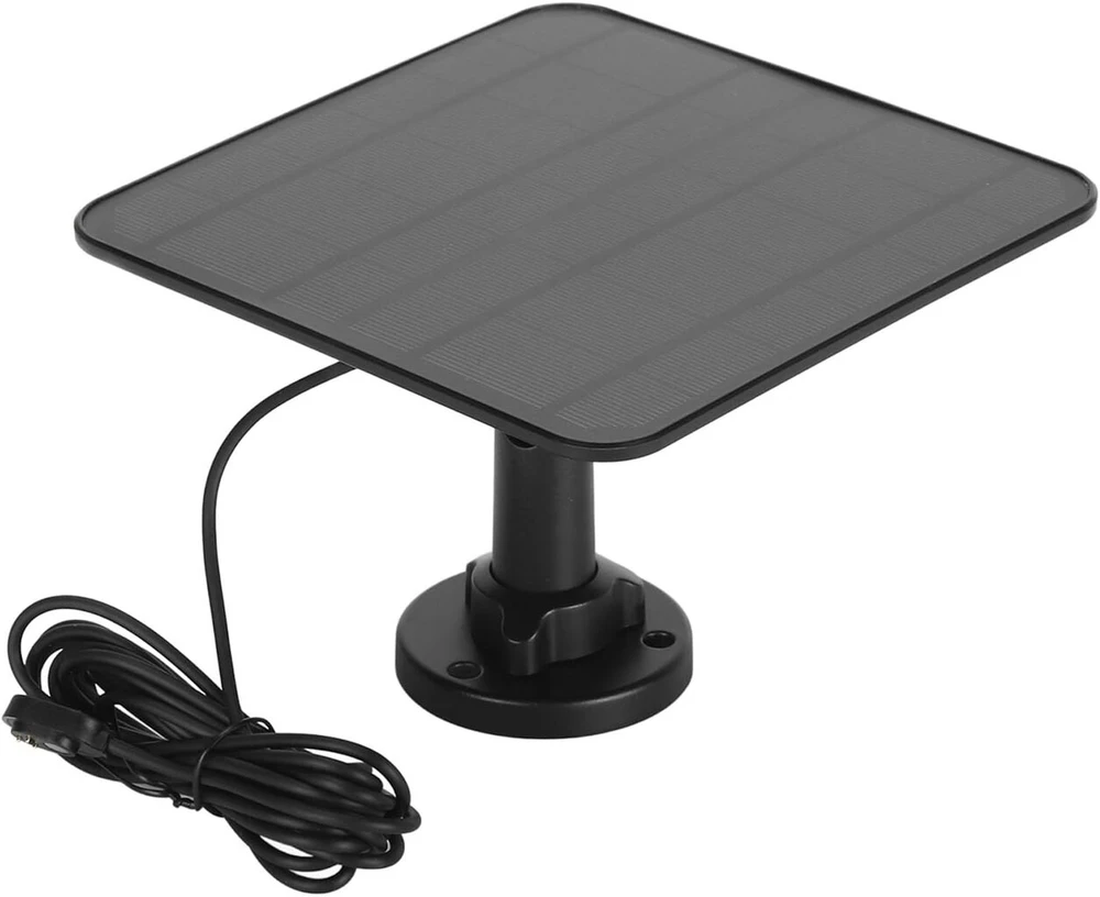 Saulės baterija apsaugos kamerai, 12w saulės baterija skirta arlo pro 3 pro 4 5s ultra ultra 2 go 2 prožektoriui, ip65 atspari vandeniui, efektyvus įkrovimas stabiliam veikimui, pasukama (juoda)