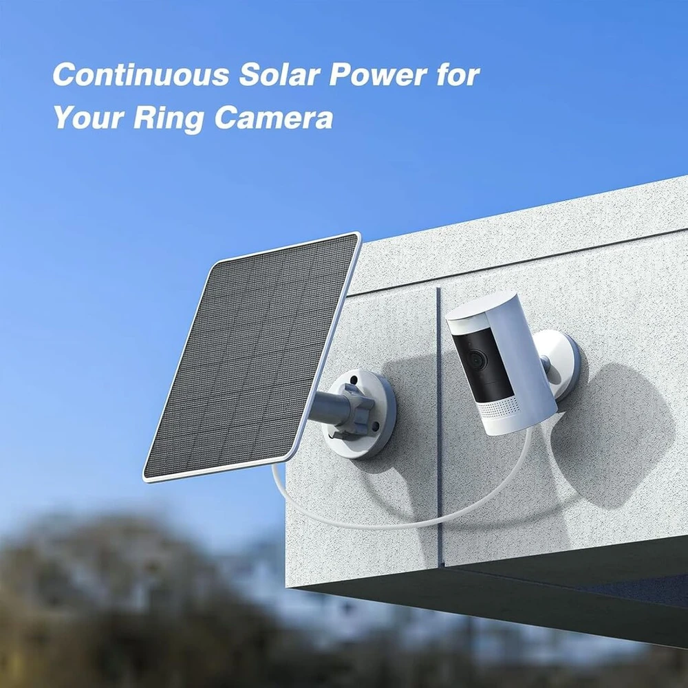 Saulės baterijos įkroviklis, skirtas Ring Spotlight Cam ir Ring Stick Up Cam, Ip65 vandeniui atspari saulės baterija su 5v 10w įkrovimu, 3 m ilgio kabelis (csp4w-dc-b)