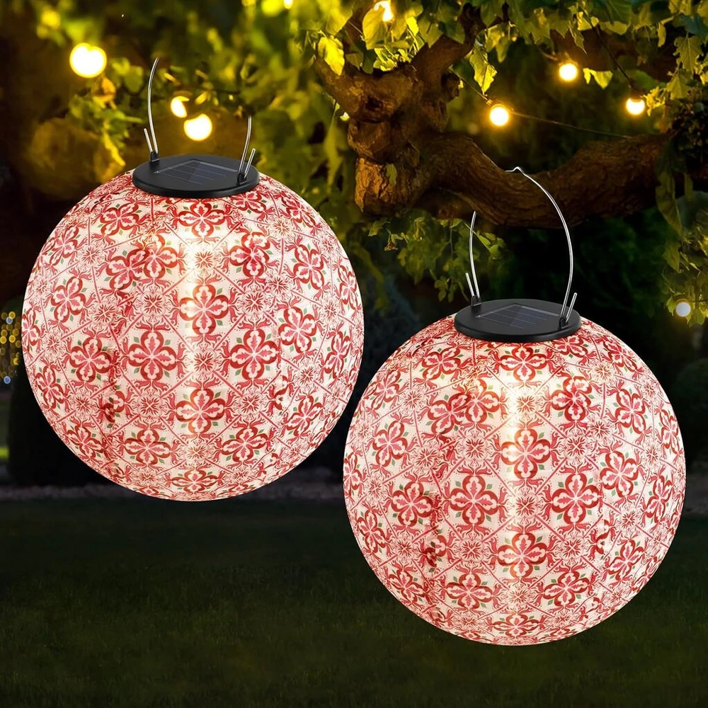 Saulės Led Žibintai, 2 vnt., 25 cm, Retro, Kabinami, Lauko