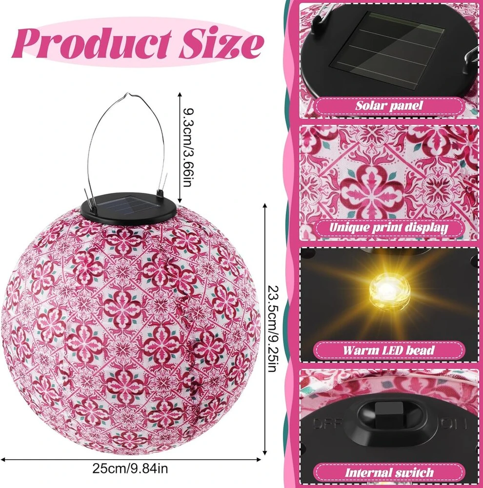 Saulės Led Žibintai, 2 vnt., 25 cm, Retro, Kabinami, Lauko