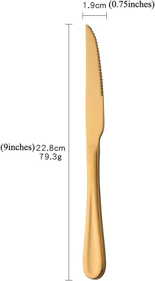 Sbomhs spalvingas stalo peilis su dantytu kraštu, vakarienės peilis, stalo įrankių peilis, nerūdijančio plieno 8 spalvų kepsnių peilių rinkinys, ilgis 22,8 cm (9 coliai)