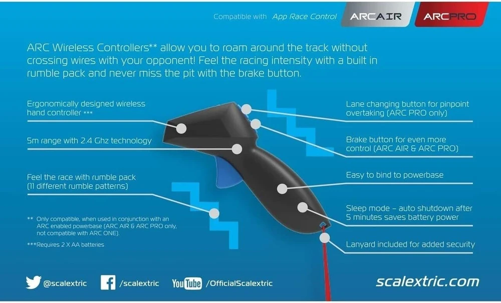 Scalextric C8438 arc air/pro belaidis rankinis valdiklis