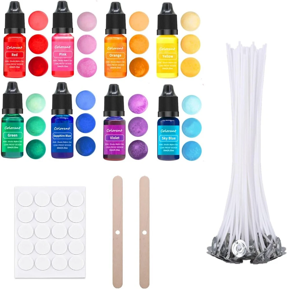 Scentoria žvakių dažiklis, 8 žvakių spalvos, žvakių vaško spalva, žvakių spalva, spalva žvakių vaškui, žvakių spalvos žvakių laistymui, žvakių gamybos rinkinys, skirta pasidaryk pats žvakėms, žvakių gamyba (spalvota a)