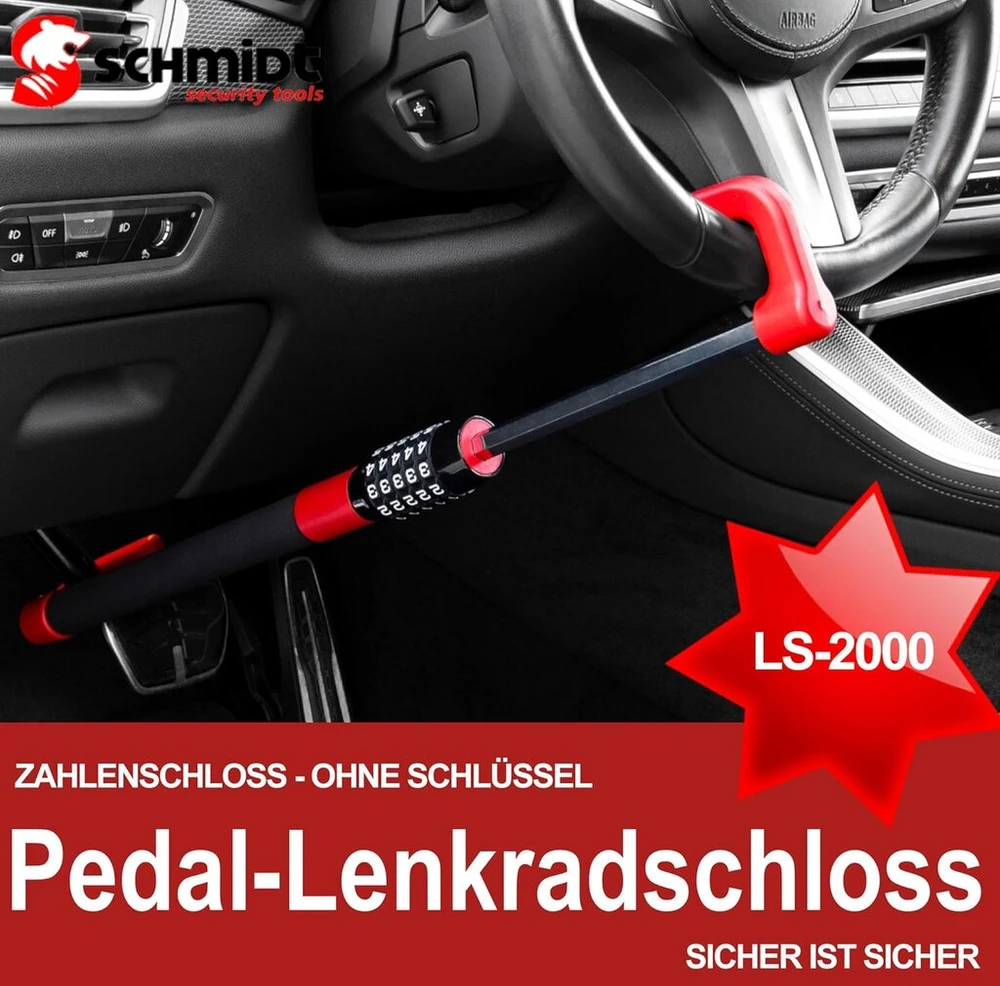 Schmidt Security Tools pedalų ir vairo užraktas automobiliui 49.5 - 78 cm apsauga nuo vagystės