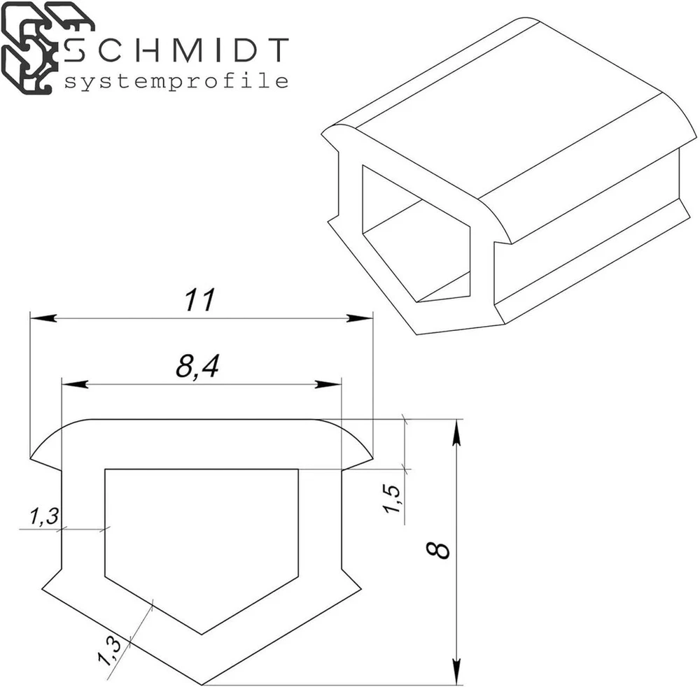 Schmidt systemprofile 10 m guminė juosta oranžinė groove 8 t-formos griovelis guminė juostelė dangtelio profilis apsauginis profilis aliuminio profilio priedai