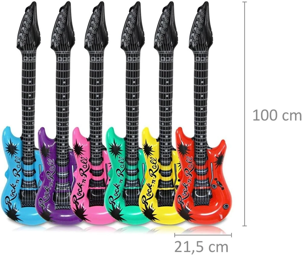Schramm® 12 oro gitarų rinkinys, spalvingos, 100 cm, 6 spalvų, pripučiama oro gitara