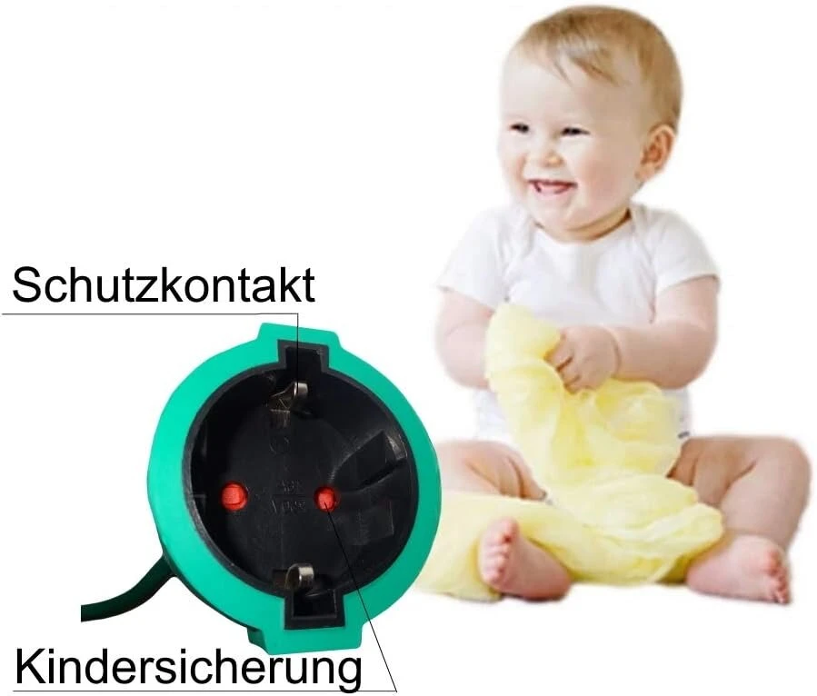 Schuko prailginimo laidas 10m, žalias, Ip44, sodui