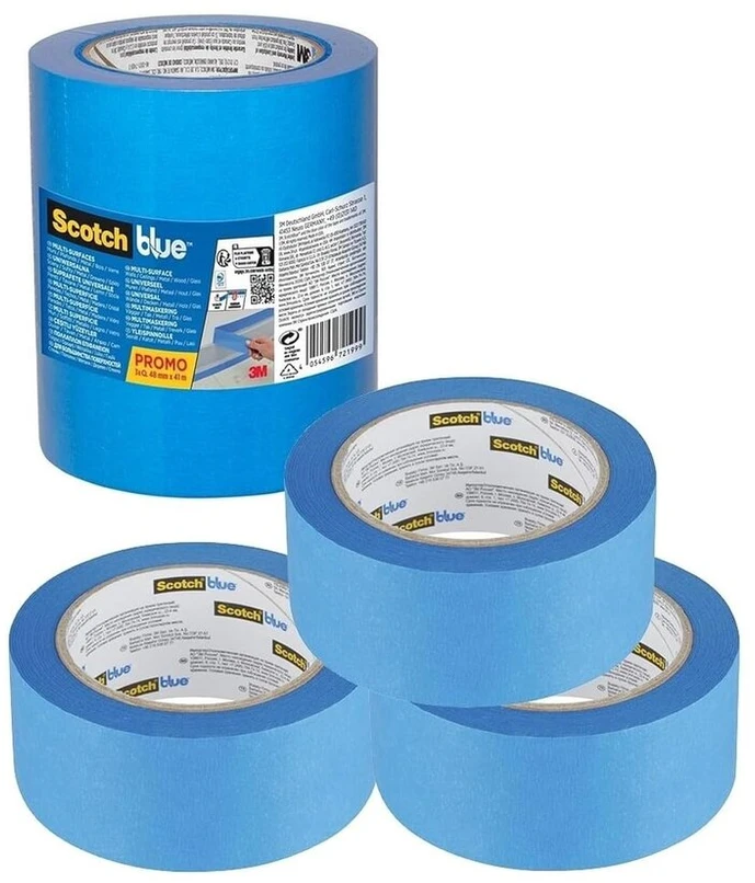 Scotchblue Premium dažytojo maskavimo juosta įvairiems paviršiams, 48 mm x 41 m - Scotch juosta dažymo darbams ir dekoravimui, skirta dažymui, lakavimui, renovacijai - maskavimo juosta / maskavimo juosta - 3 vnt. pakuotė