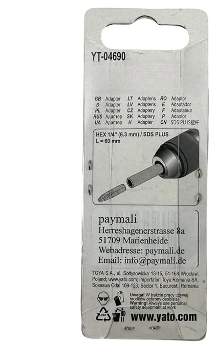 Sds antgalių laikiklis magnetinis adapteris šešiakampis lizdas 6,3 mm (1/4 colio) 60 mm