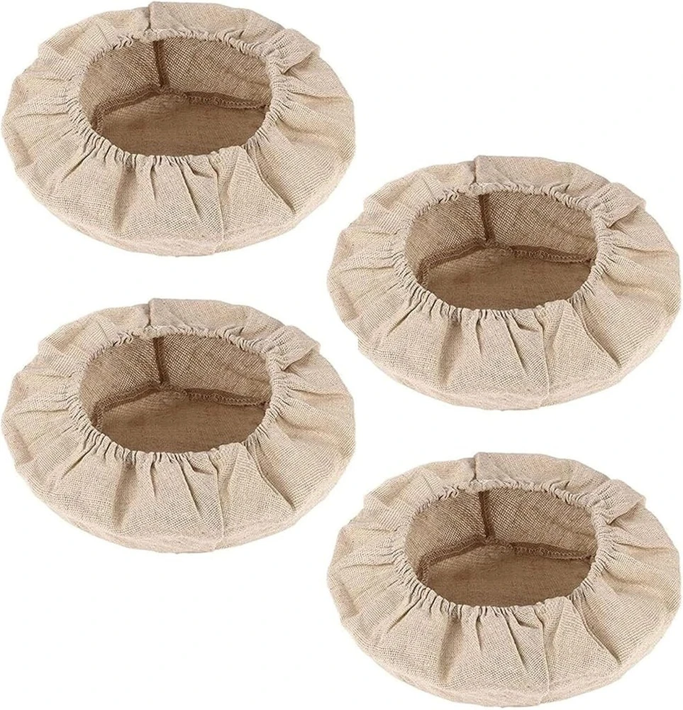 Seababoo 4 vnt. lininis audinys duonos kepimo įdėklas apvaliems rauginimo krepšeliams, lininis įdėklas duonos rauginimo krepšeliui, lininis audinys duonai, 23 x 23 x 8 cm apvali duona