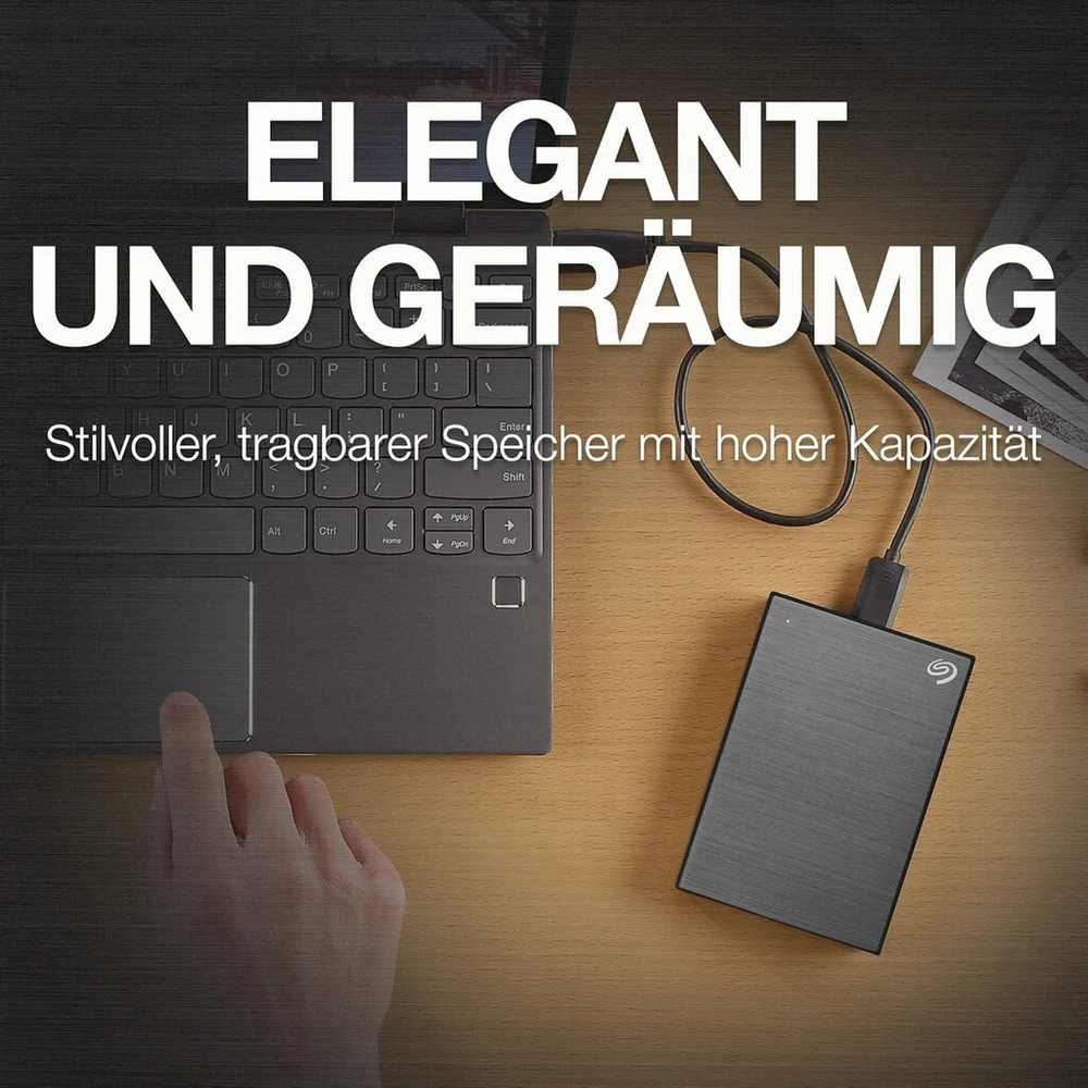 Seagate One Touch 2tb išorinis kietasis diskas, pilkos spalvos