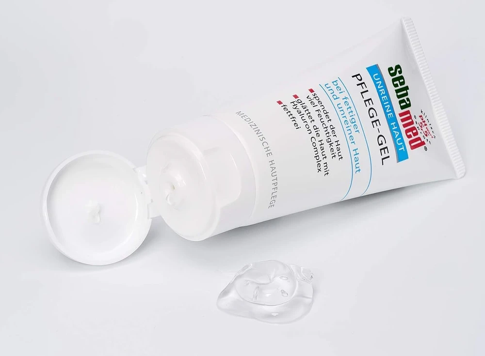 Sebamed Blemished Skin maitinamasis gelis, išlygina odą su hialurono kompleksu, ramina ir maitina проблемinę ir riebią odą, 50 ml