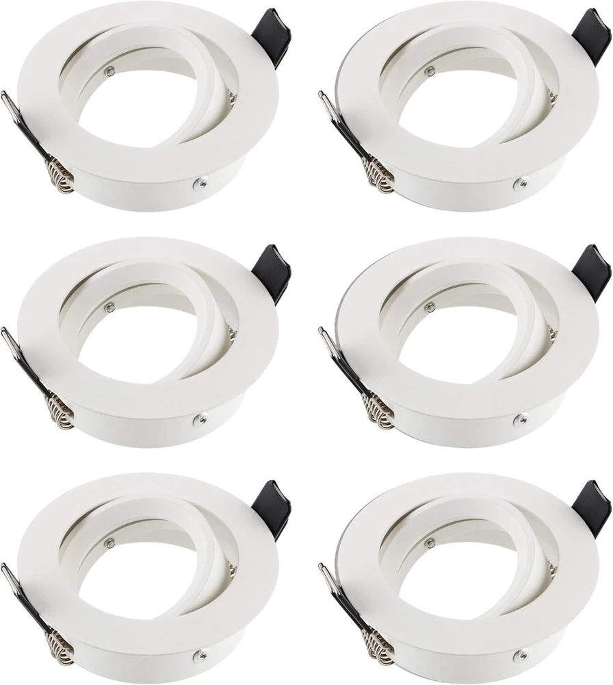 Sebson korpusas įleidžiamiems prožektoriams su gu10 lizdu led halogeninei lemputei 230 v - pasukamas montavimo rėmas, skylės skersmuo 75 mm (min. 73 mm, maks. 77 mm) lubų apšvietimui - 6 vnt. rinkinys