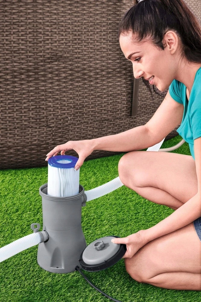 Šeimos karkasinis GARDEN baseinas, BESTWAY filtro siurblys